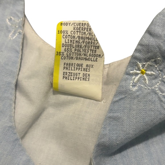 Vintage Easter Outfit Baby Girls 12M Bunny 90s Blue Embroidered Romper Jumper - Picture 5 of 7